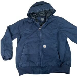 Carhartt J130-W Womens 1X Navy Blue Loose Fit Quilted Active Jacket Hooded Coat